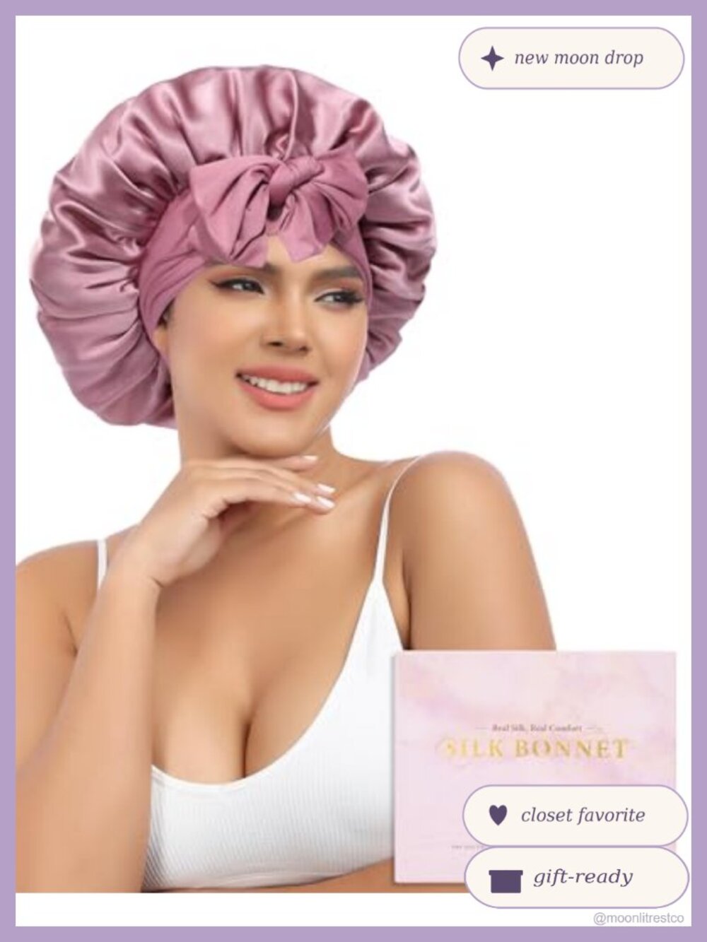 100% Mulberry Silk Sleep Bonnet Adjustable Hair Cap for Women